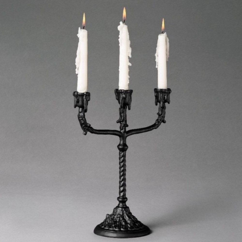 JOHN DERIAN NWT metal  dripping candle holder -black -12”